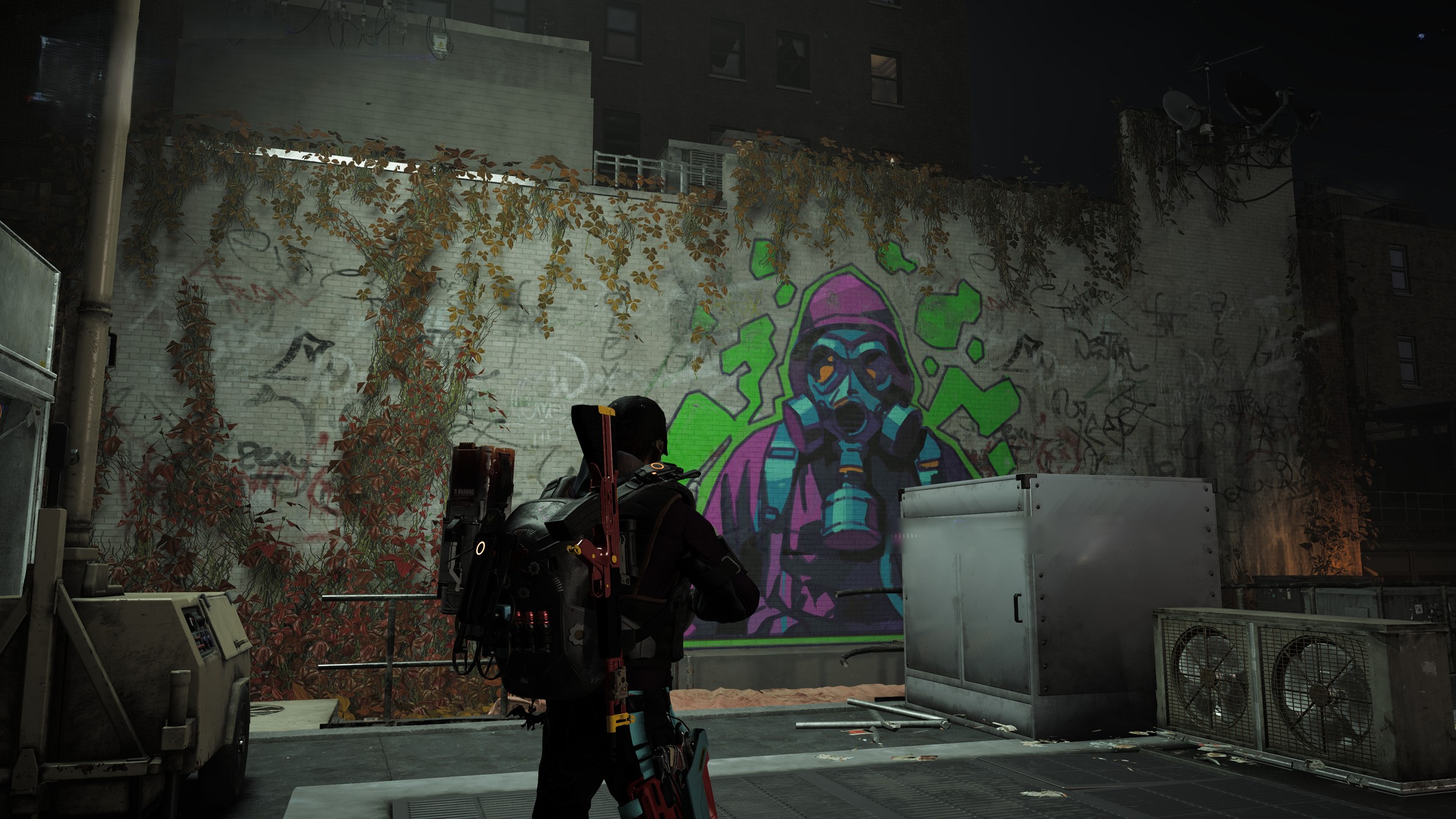 An agent staring at a mural in The Division 2 Battle for Brooklyn