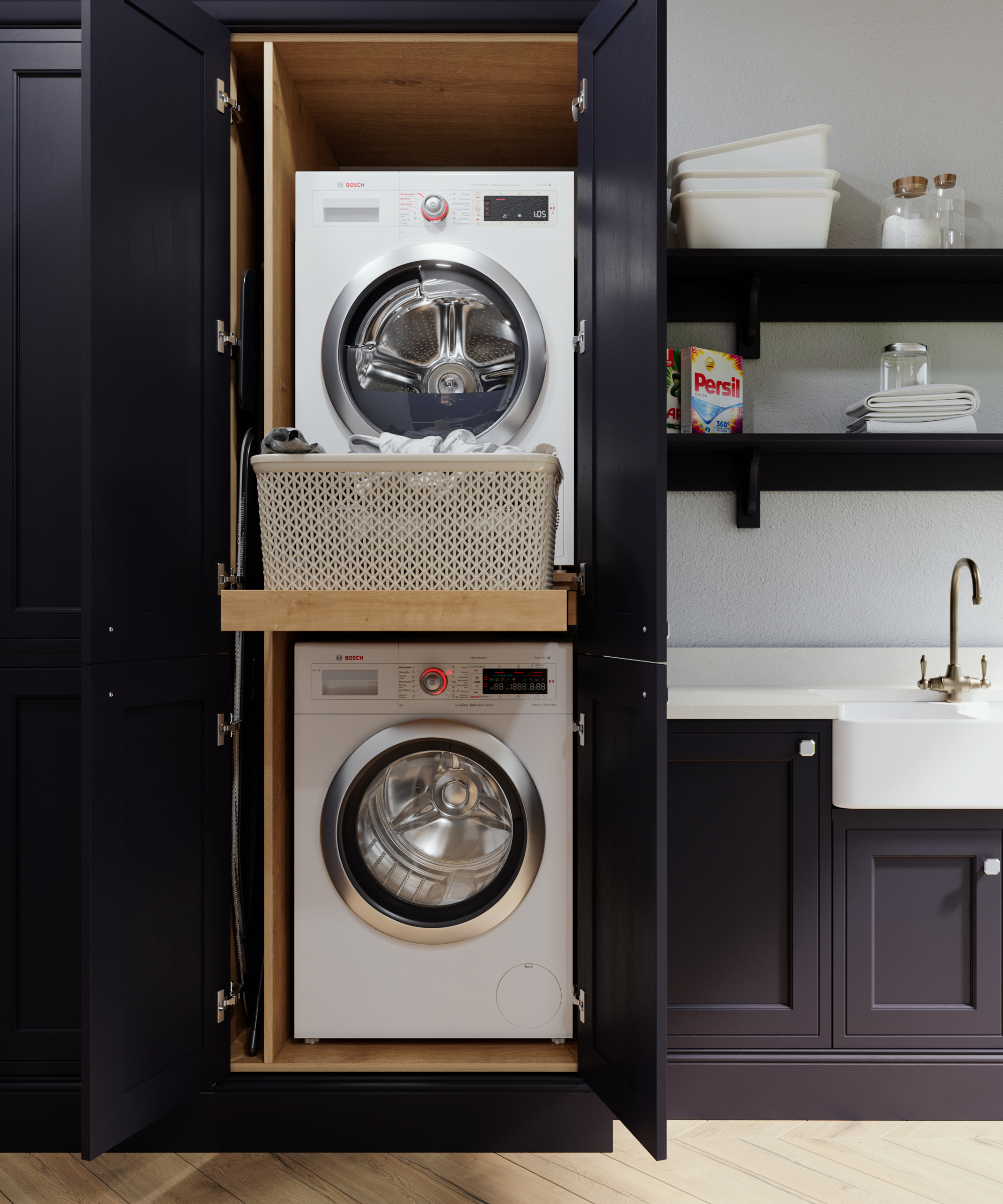 LochAnna Faversham Utility Larder with washing machine and tumble dryer in purple