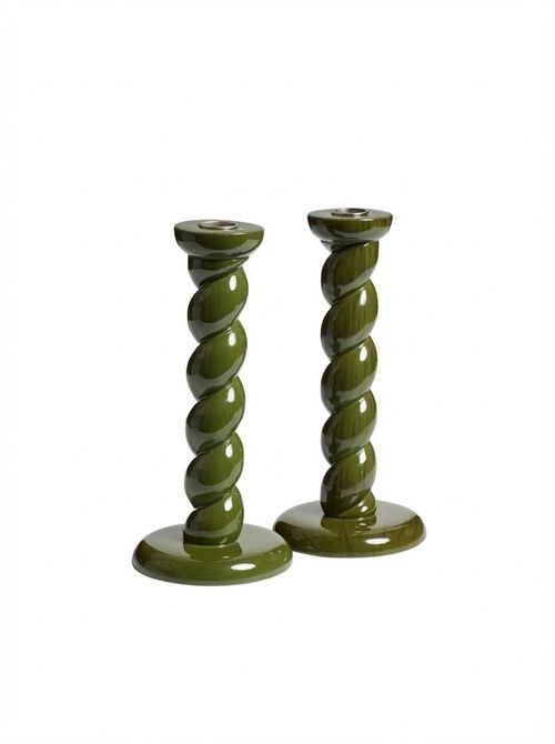 Barley Twist Candle Holders Pair - Spruce