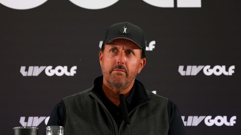 Phil Mickelson addresses the media