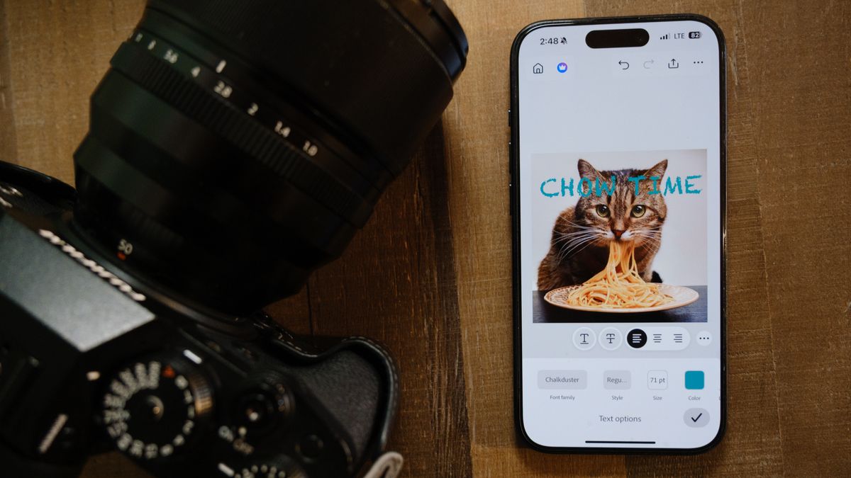 The mobile Photoshop app on an iPhone