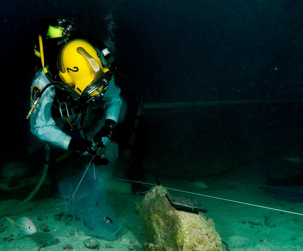 Astronaut David Saint-Jacques Prepares to Take Rock Chip Samples