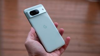 The mint colorway of the Google Pixel 8