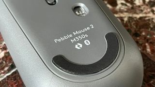 The underside of the Logitech Pebble Mouse 2 M350S mouse.