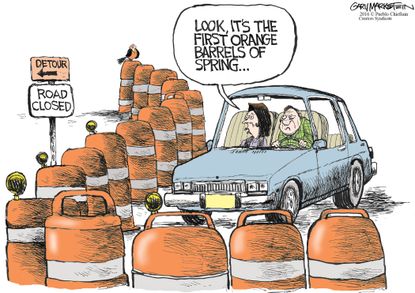 Editorial Cartoon U.S. Road Blocks Voting 2016