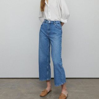 Warehouse cropped wide legged jeans