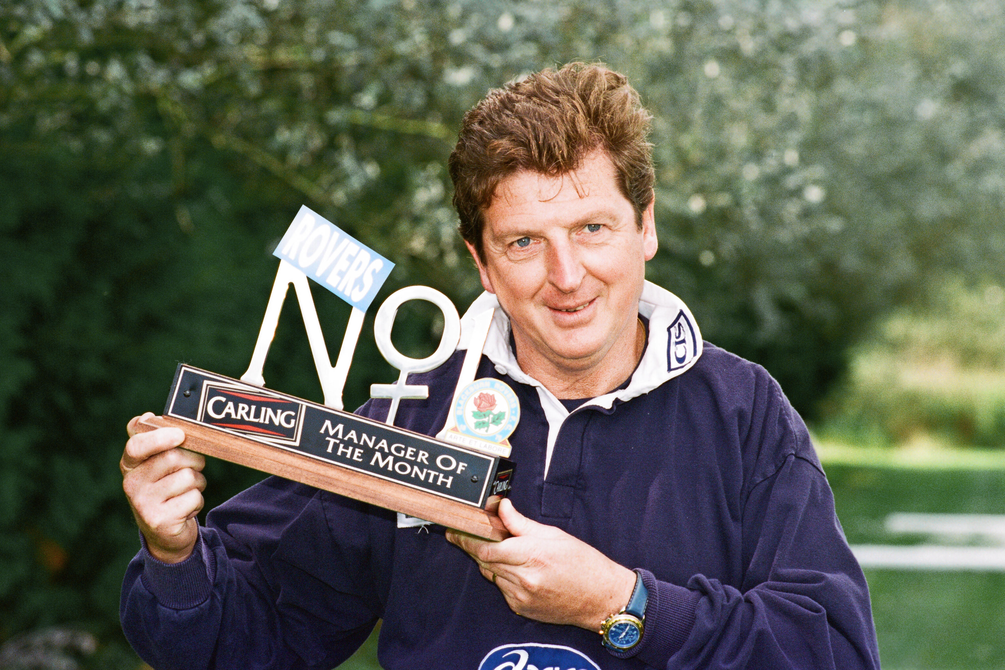 Roy Hodgson with the Premier League Manager of the Month award at Blackburn Rovers in September 1997