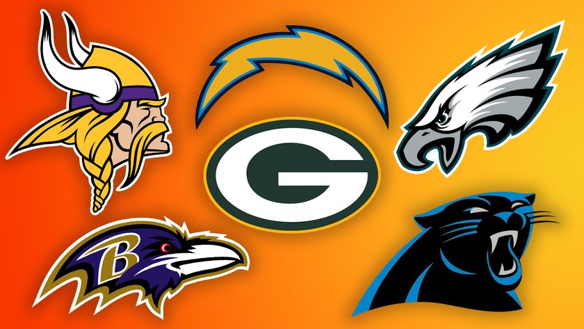 Minnesota Vikings, Baltimore Ravens, Green Bay Packers, Los Angeles Chargers, Philadelphia Eagles, Carolina Panthers NFL logos