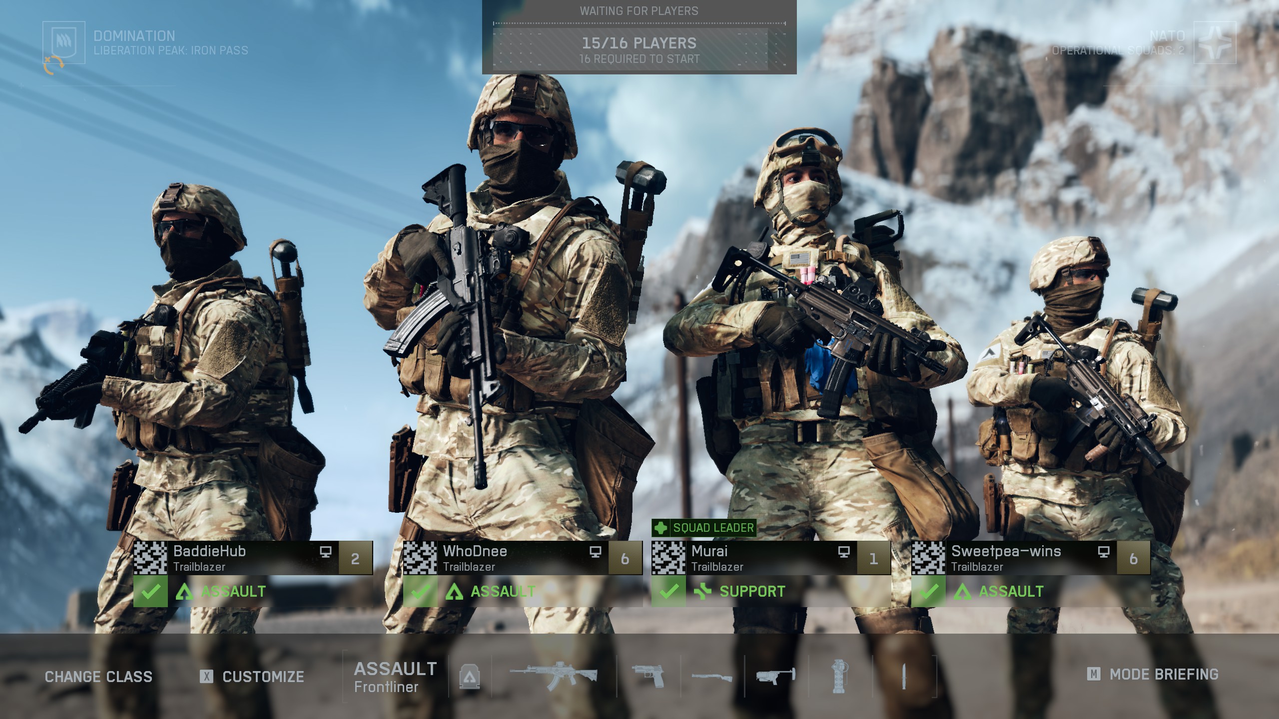 Battlefield 6 screenshot of squad in Domination