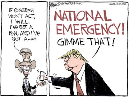 Political Cartoon U.S. Trump Obama national emergency