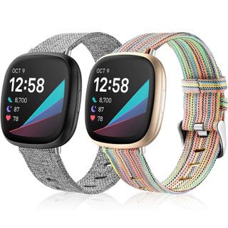 Maledan 2-Pack Breathable Fabric Adjustable Bands for Fitbit