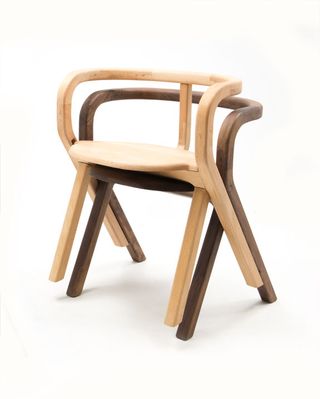 Curved wooden chairs