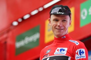 All smiles from Chris Froome after the Sky captain collected another red jersey