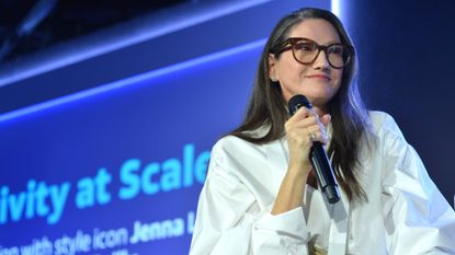  Jenna Lyons speaks on stage during WarnerMedia session at the Cannes Lions 2019 : Day Three on June 19, 2019 in Cannes, France.