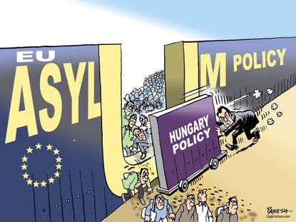 Editorial cartoon World Europe Refugees Hungary