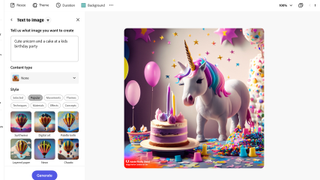 Party unicorn prompt in Adobe with Bard