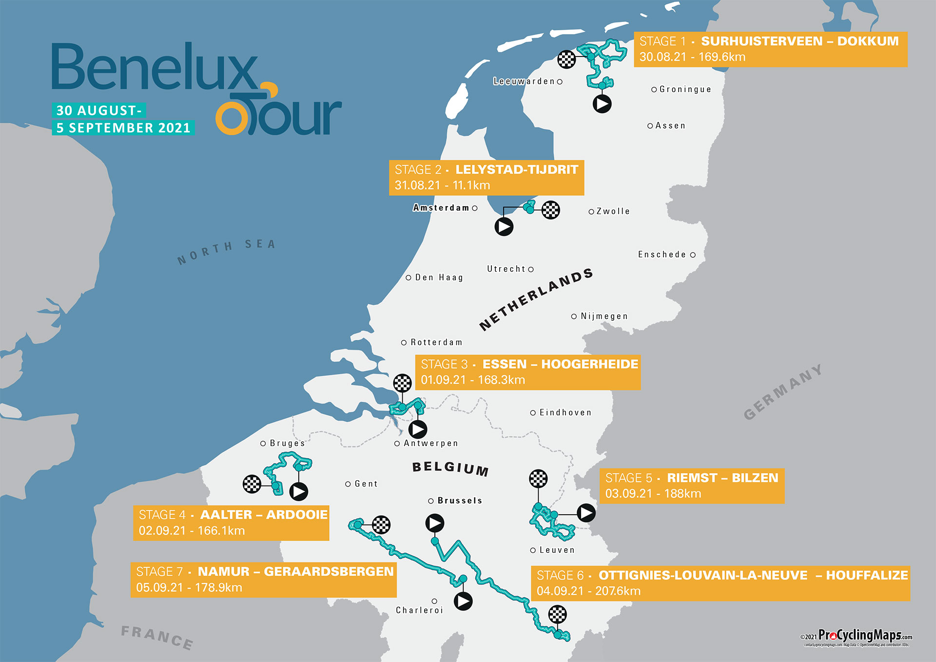 Race map for the Benelux Tour