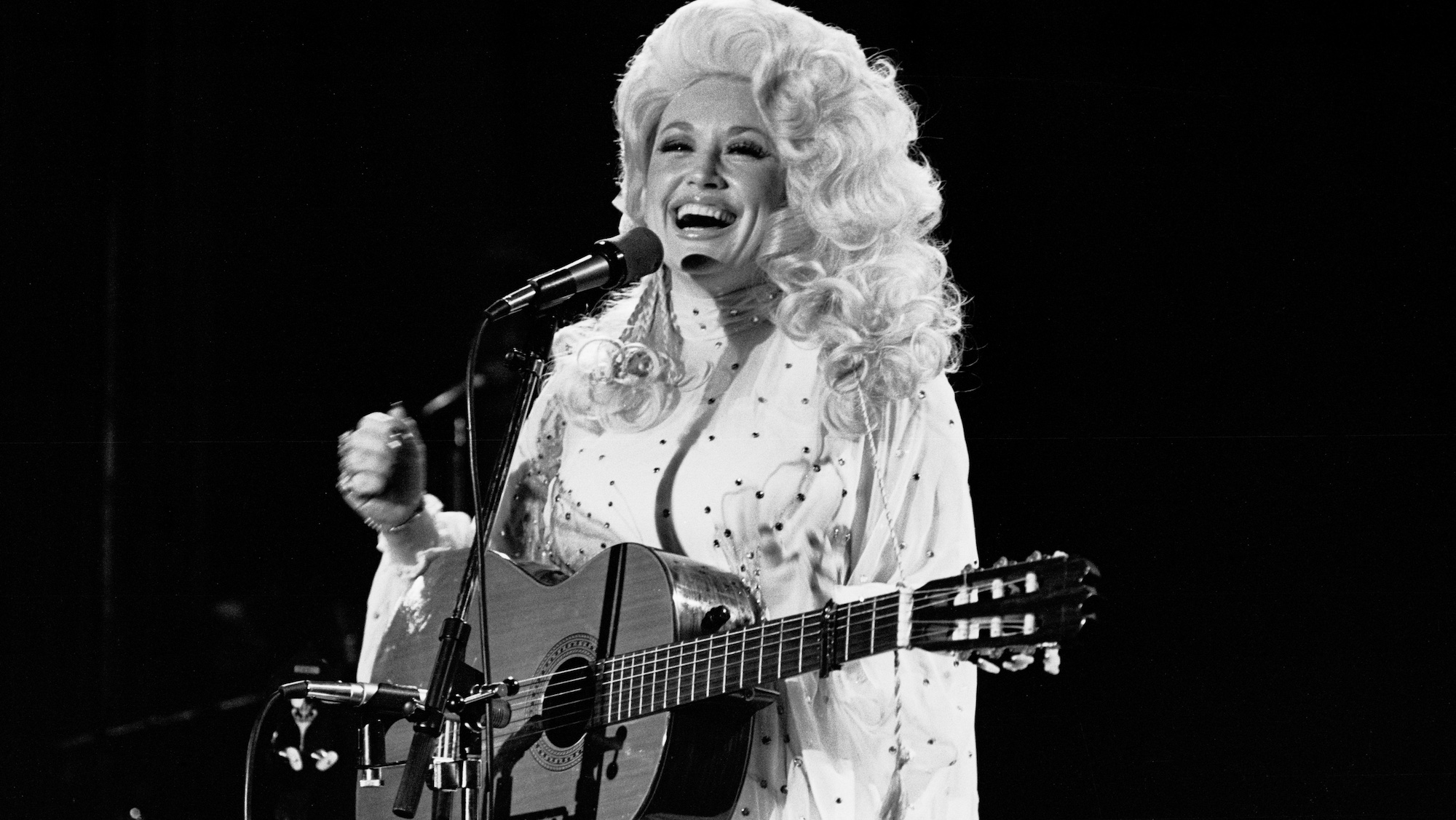 Dolly Parton performing live on stage in New York in August 1978