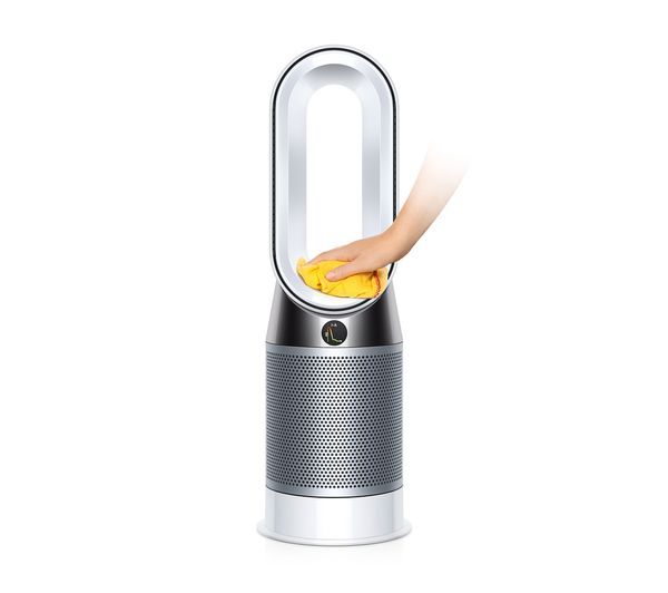 person cleaning the Dyson Pure Hot + Cool with a cloth