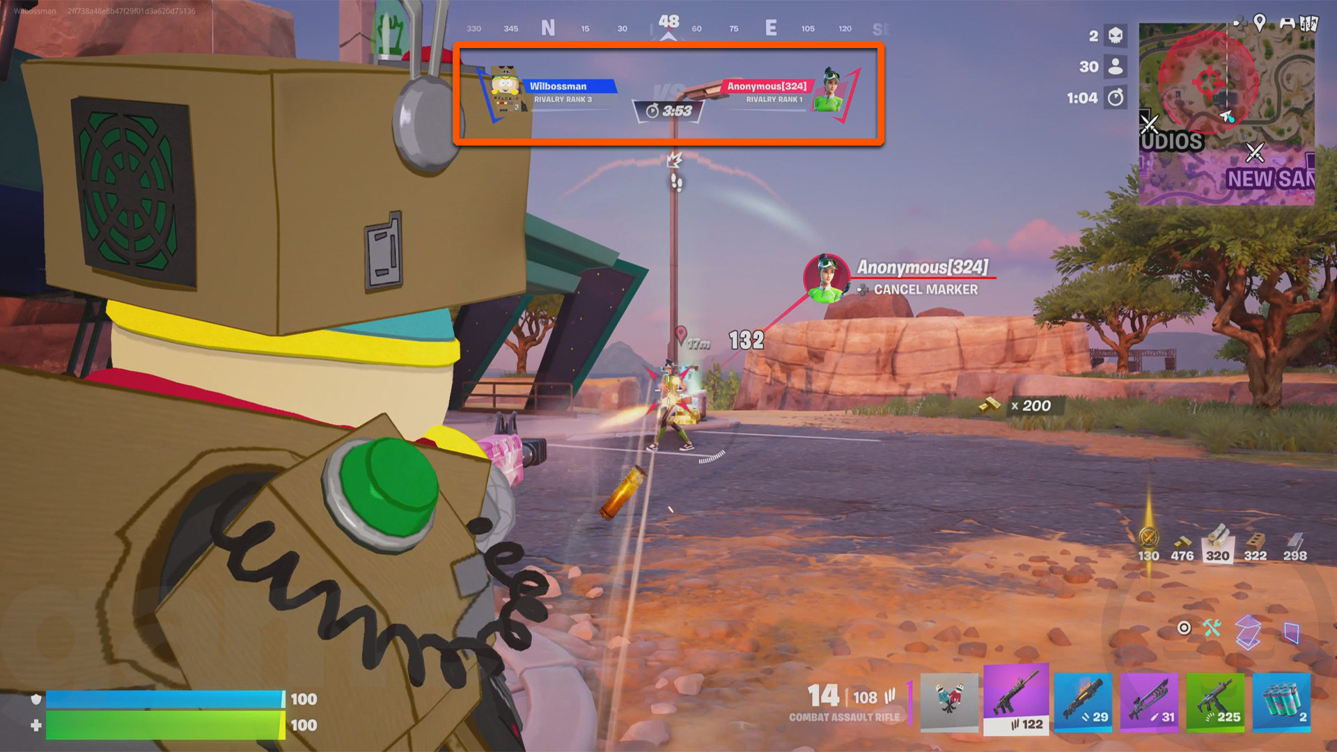 Active Fortnite Rivalries displayed in-game