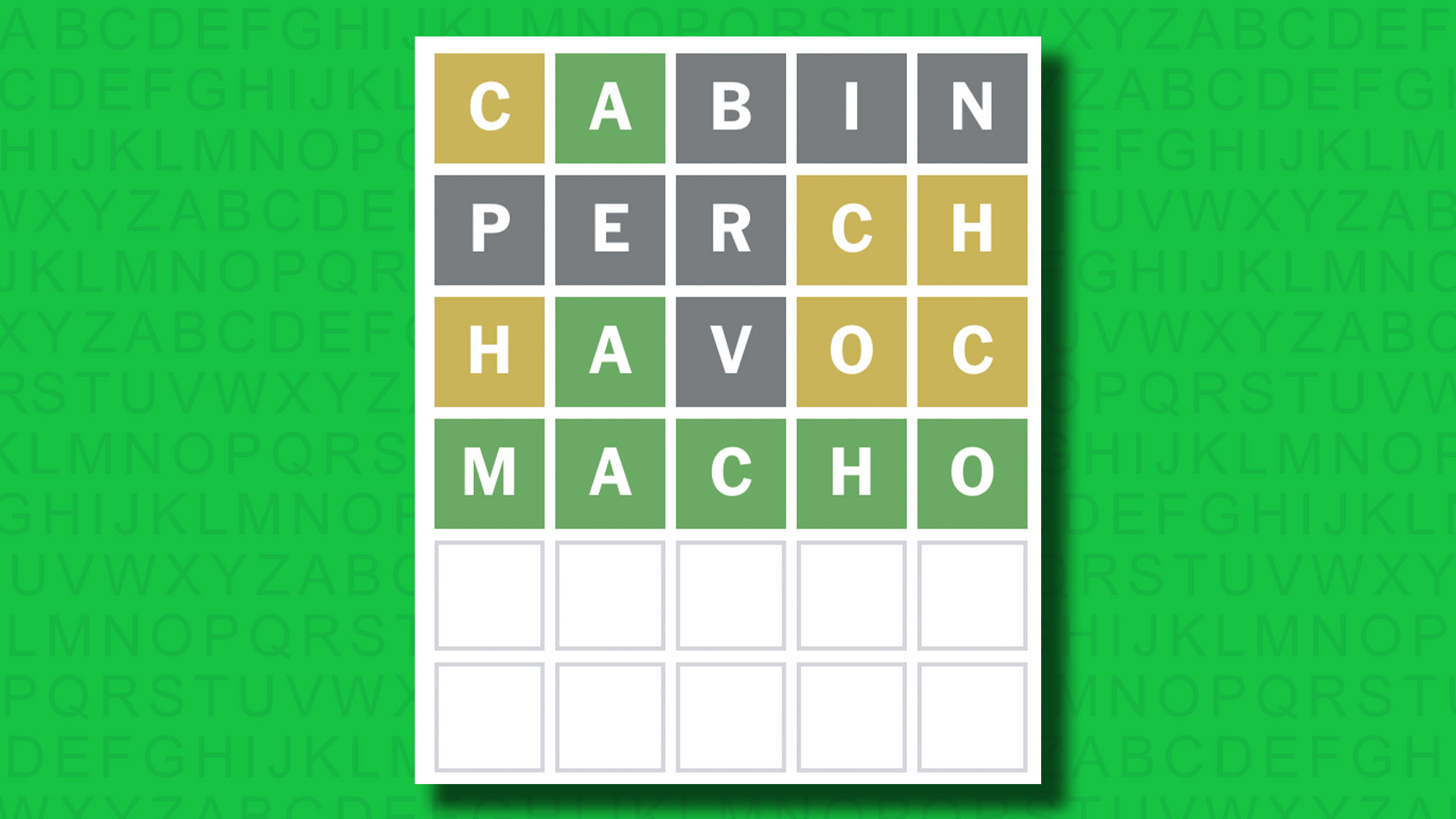 NYT Wordle answer for game 1418 on a green background