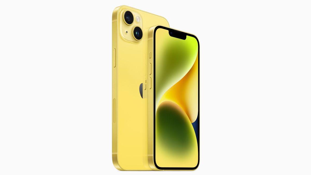 iPhone 14 and iPhone 14 Plus in yellow 