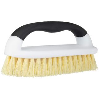 Amazon Basics Scrub Brush with soft-grip handle and light beige bristles