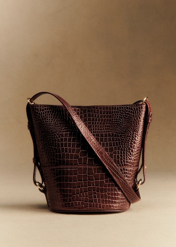 Gary Bag - Chocolate Crocodile Print - Bovine Leather - Sézane