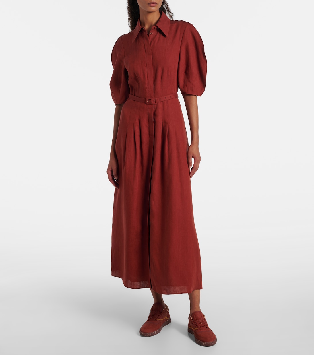 Maude Belted Linen Shirt Dress