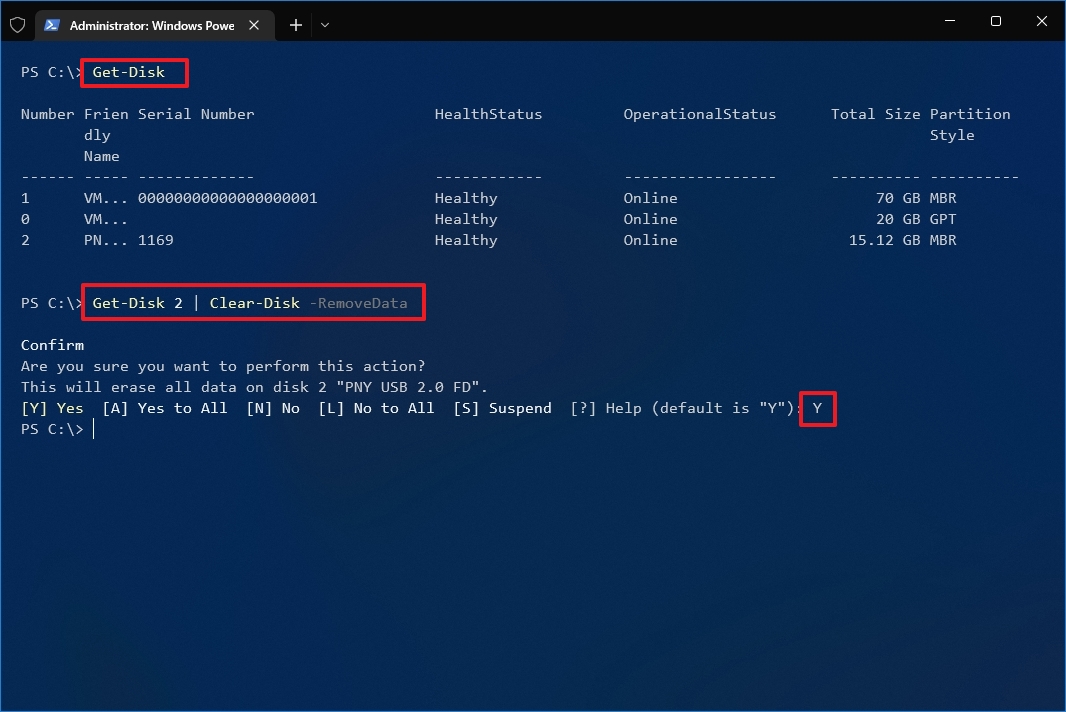 PowerShell clean drive command
