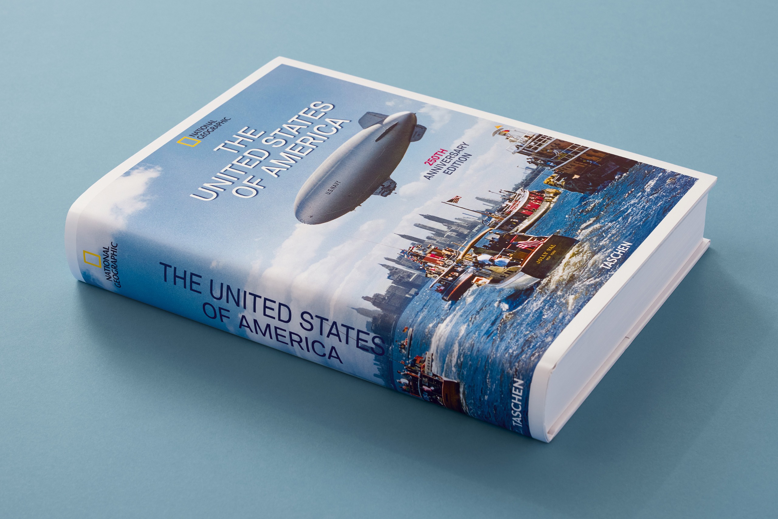 The cover of a book showing the Mayflower II sailing into New York Harbor beneath a US Navy airship as a flotilla of small boats gathers around it, with the Manhattan skyline in the background.