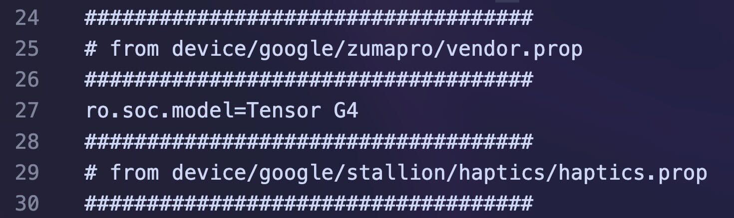 Screenshot showing specs information of the Pixel 10a