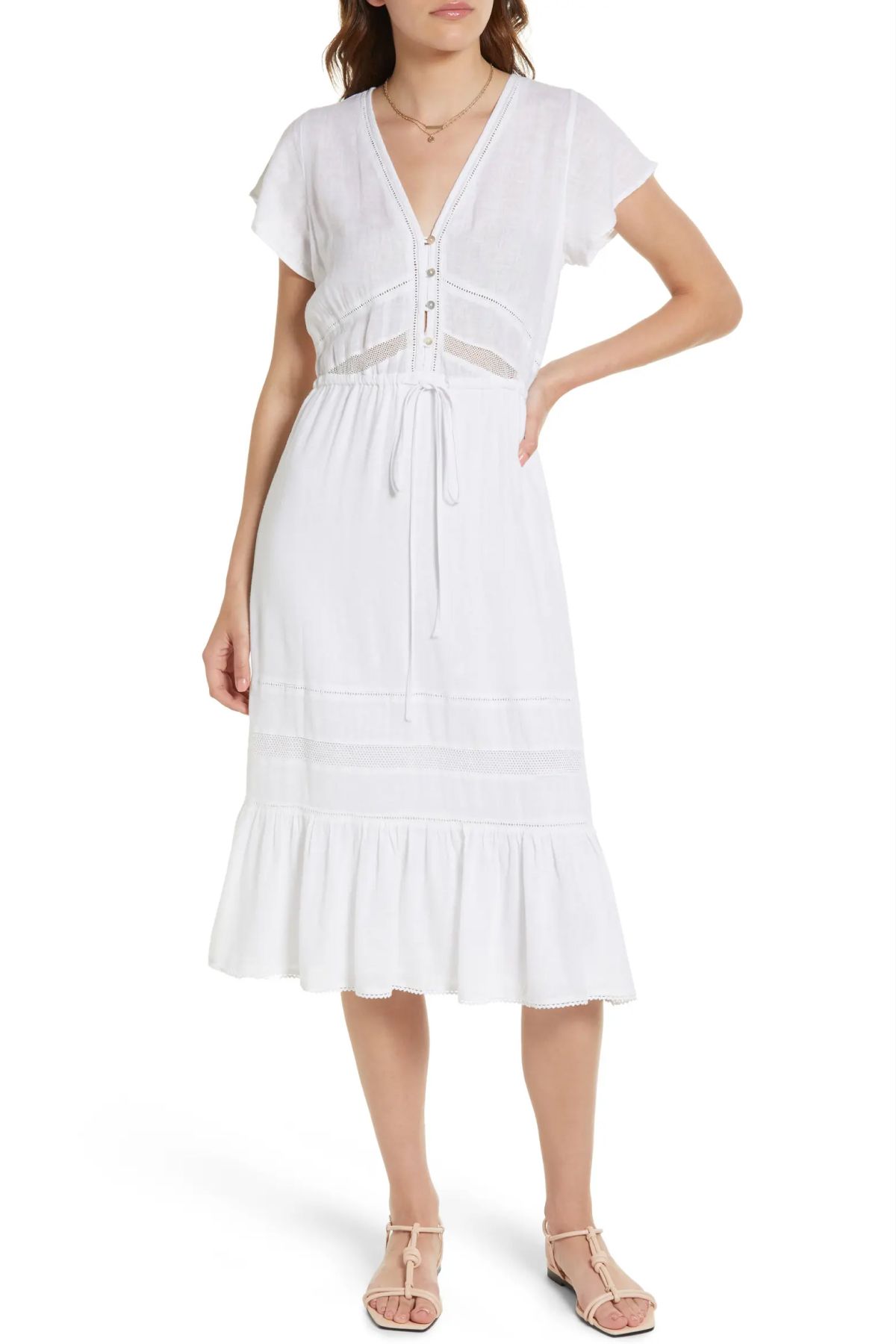 Rails Kiki Tie Front Linen Blend Dress