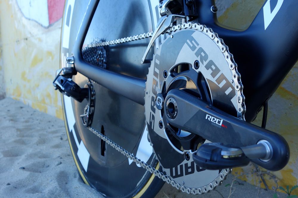 McNulty uses the SRAM Red 22 crankset with a 55-tooth time trial ring.
