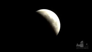 The moon looks like a lemon slice in this view of the partial lunar eclipse on Jan. 20, 2019 at 11:16 p.m. EST (0416 GMT on Jan. 21).
