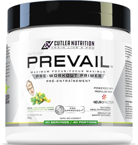 Prevail Pre Workout Powder With Nootropics: Pre Workout for Men and Women, Cutting Edge Energy and Focus Supplement With L Citrulline, Alpha Gpc, L Tyrosine | Sour Lime Gummy, 40 Scoops