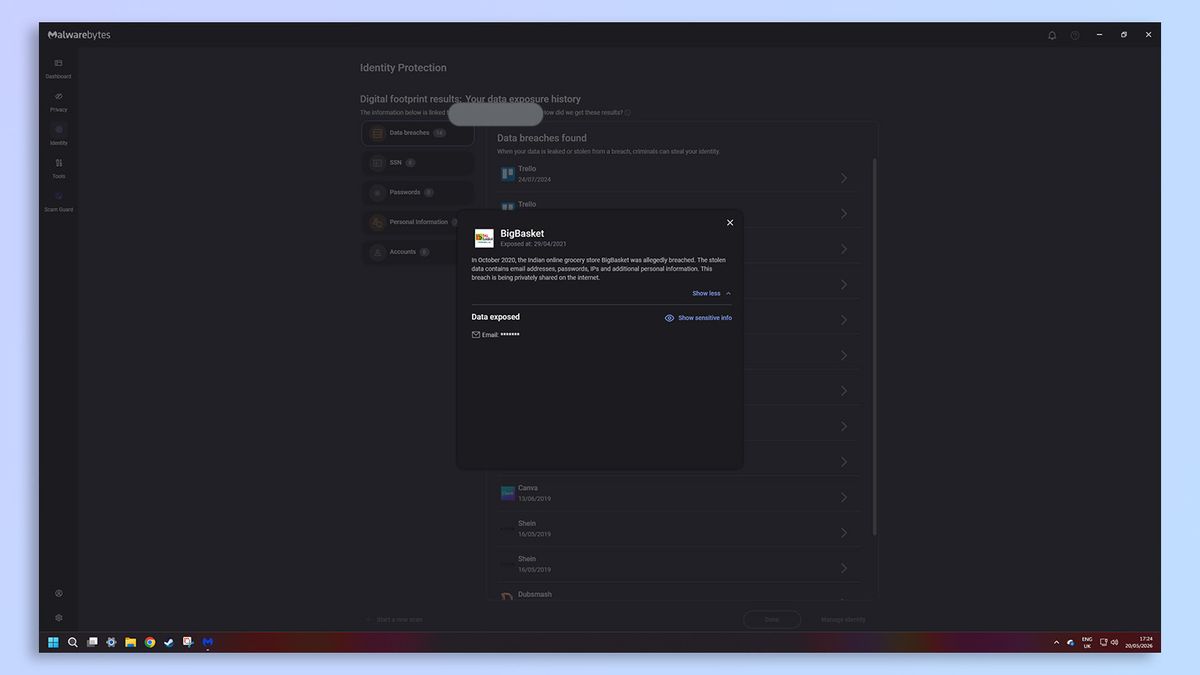 Malwarebytes antivirus software screenshot