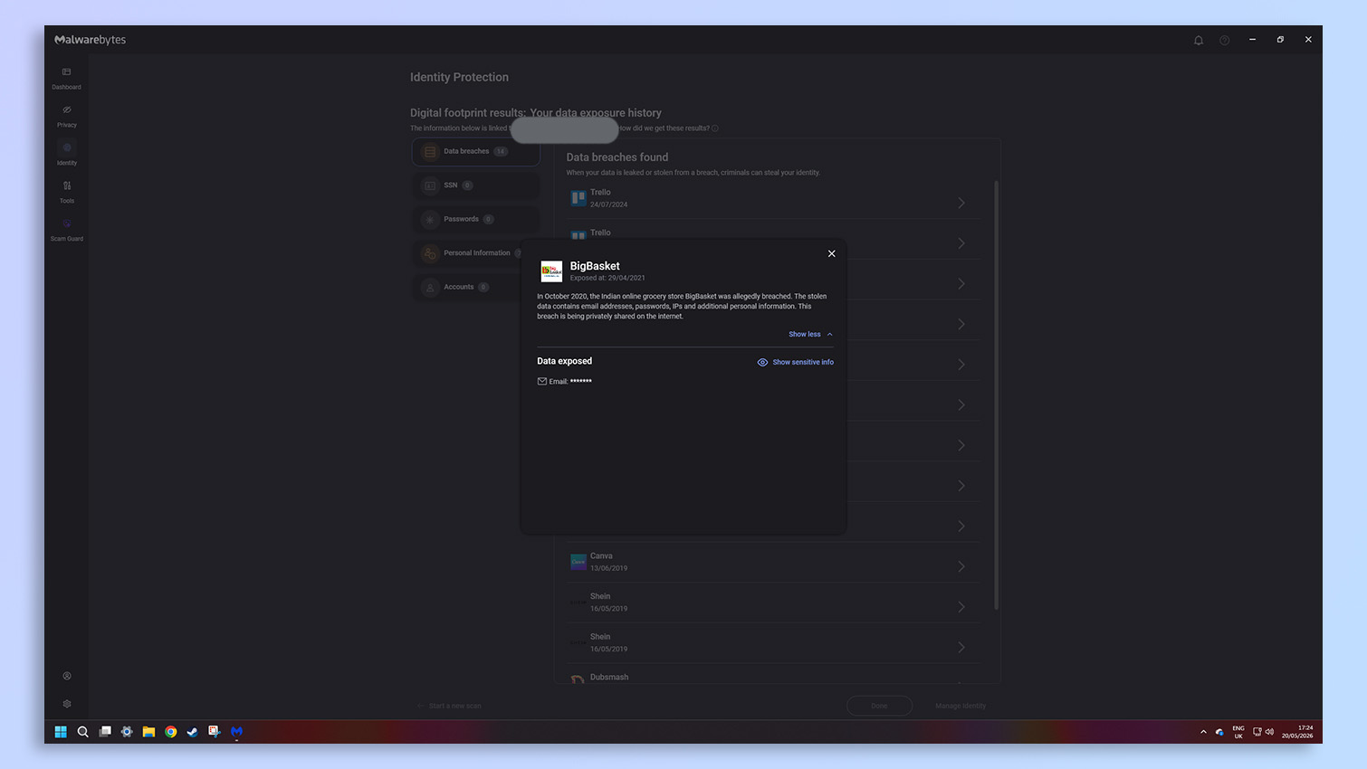 Malwarebytes antivirus software screenshot