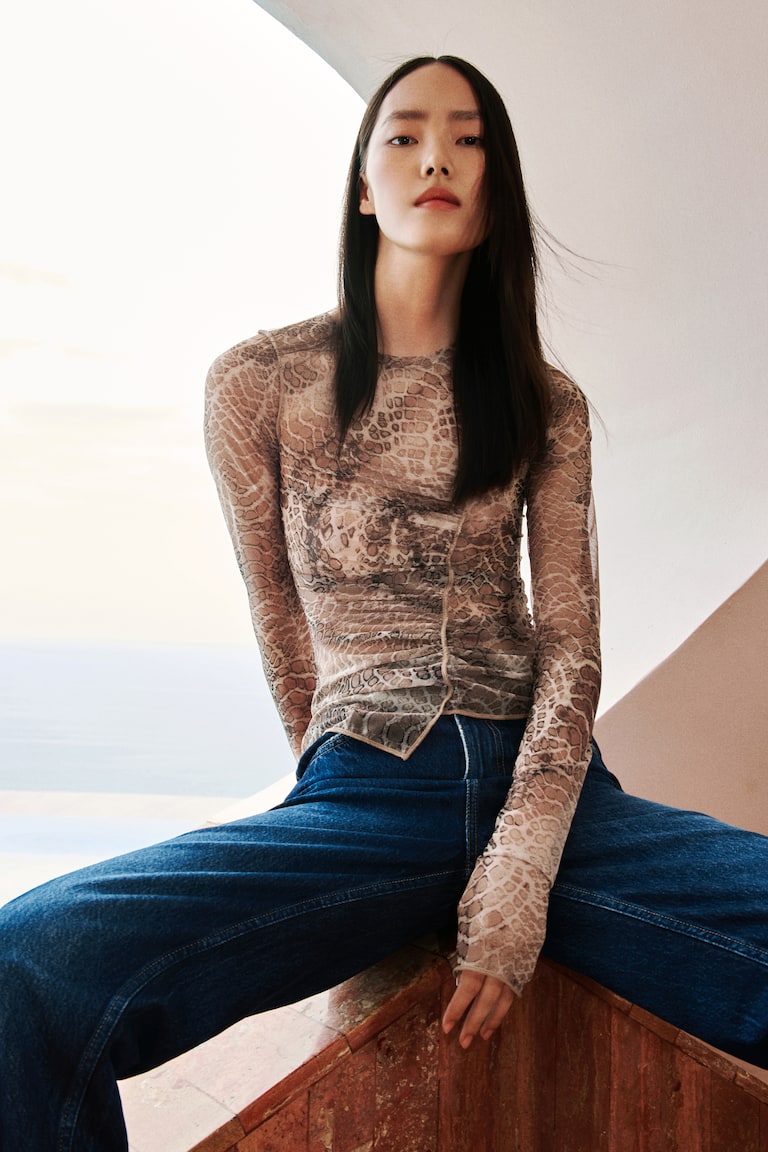 Draped Mesh Top