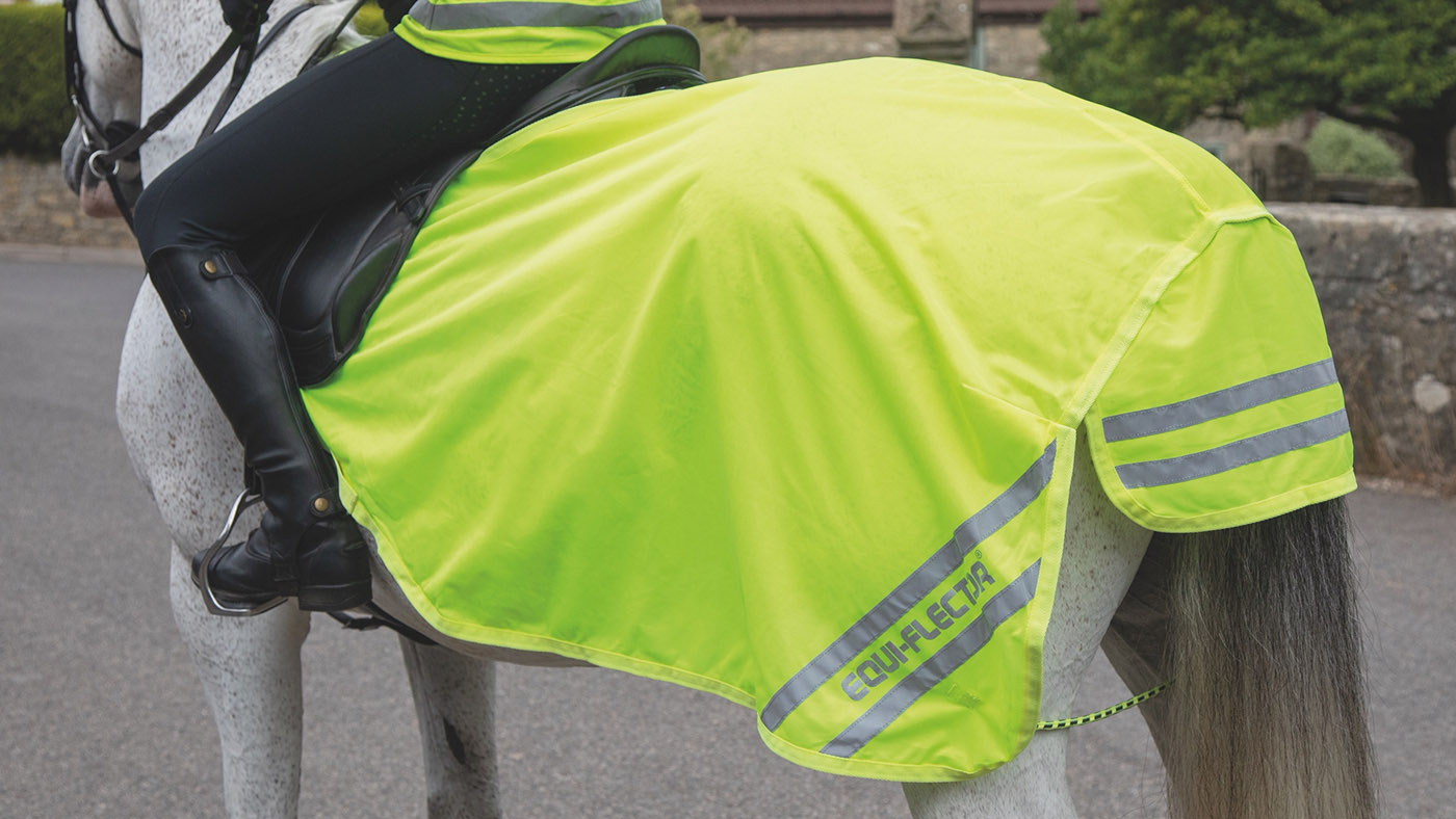 Shires Equi-Flector mesh exercise sheet hi viz for horses
