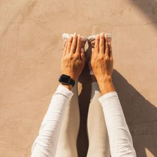 Woman touching her toes