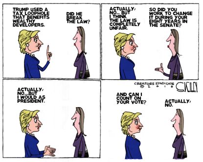 Political cartoon U.S. 2016 election Hillary Clinton and non supporter