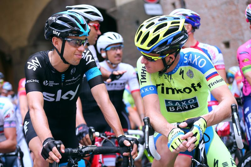 Richie Porte and Michael Rogers on the start line