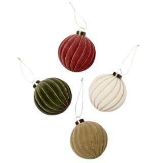 4pc Flocked Ornaments - Threshold™ Designed With Studio Mcgee