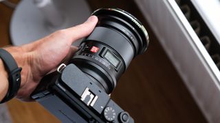Viltrox AF 16mm F1.8 camera lens on a Lumix S9 camera