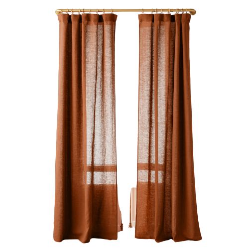 CB2, Dark Terracotta Linen Window Curtain Panel