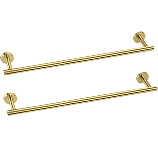 A pair of gold towel bars