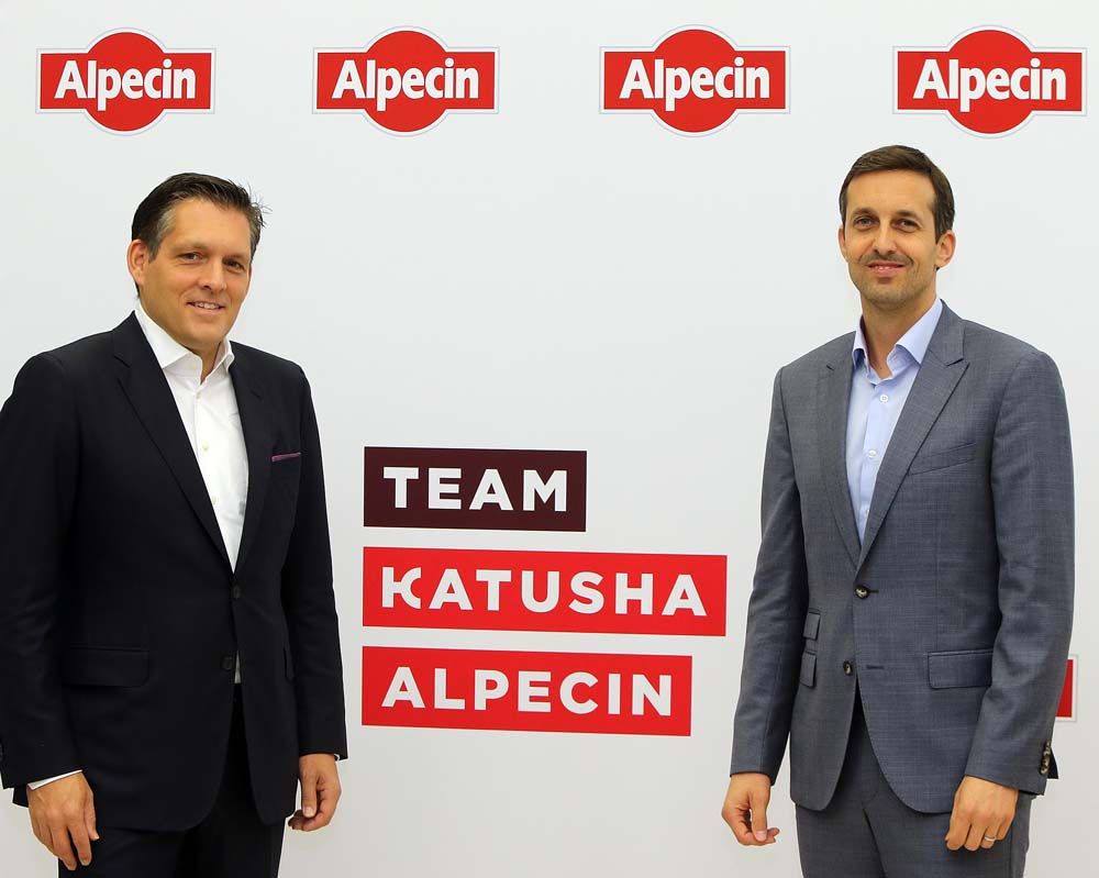 Eduard R. D&ouml;rrenberg (Managing partner of Alpecin), Alexis Schoeb (Board member of Katusha-Alpecin)