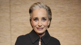 Kristin Scott Thomas is pictured with her silver and brunette hair swept back into what is now being dubbed the 'Dolce Vita Crop' at the Christian Dior Couture Spring 2024 show as part of Paris Couture Fashion Week held at Musée Rodin on January 22, 2024 in Paris, France.