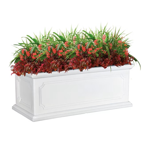 Lowes Allen Roth white resin contemporary planter